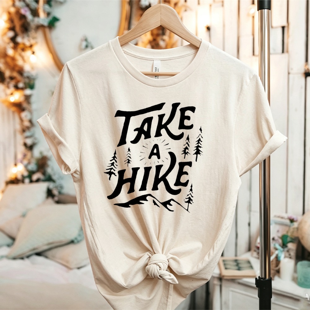 Outdoor Adventure Quotes - T-shirt graphique en coton décontracté pour