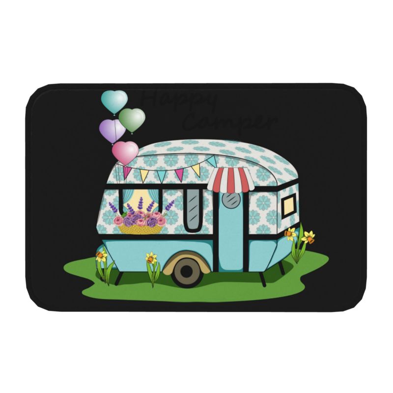 Outdoor Adventure Quotes - Happy Camper-Tapis Polymères Antidérapant Personnalisé pour