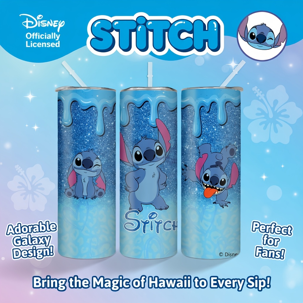 Water Filter Straw - 1pc 20oz Disney Stitch Glitter Drip