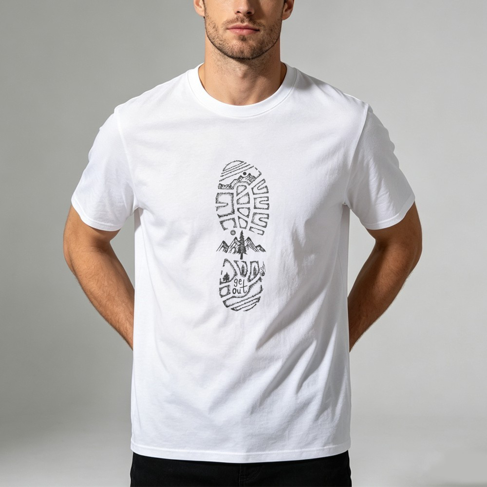 Outdoor Adventure Quotes - T-shirt imprimé paysage montagneux, randonnée, sentier,