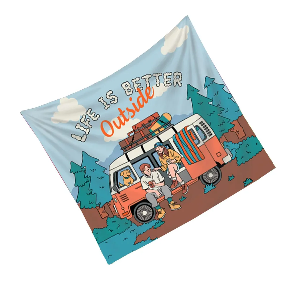 Tapisserie Rétro Van Camping-C - Outdoor Adventure Background avis et prix