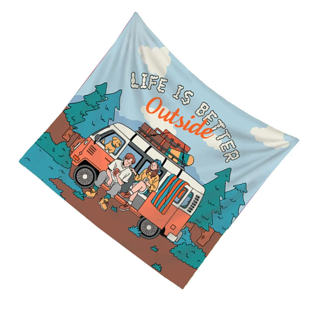 Tapisserie Rétro Van Camping-C - Outdoor Adventure Background avis et prix