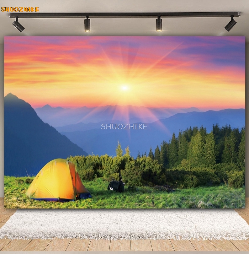 Toile de fond de camping en pl - Outdoor Adventure Background avis et prix