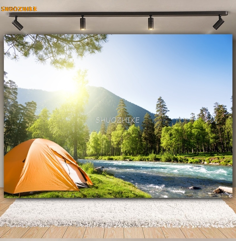 Toile de fond de camping en pl - Outdoor Adventure Background avis et prix