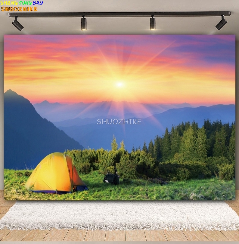 Toile de fond de camping en pl - Outdoor Adventure Background avis et prix